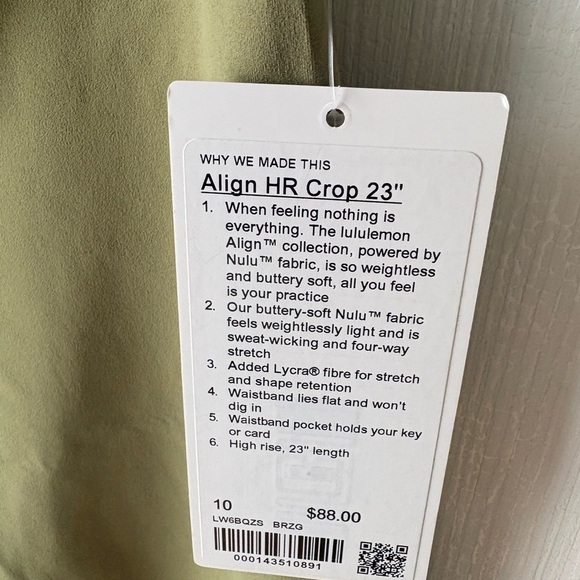 New Lululemon Align High Rise Leggings Crop 23” bronze green - Picture 2 of 2
